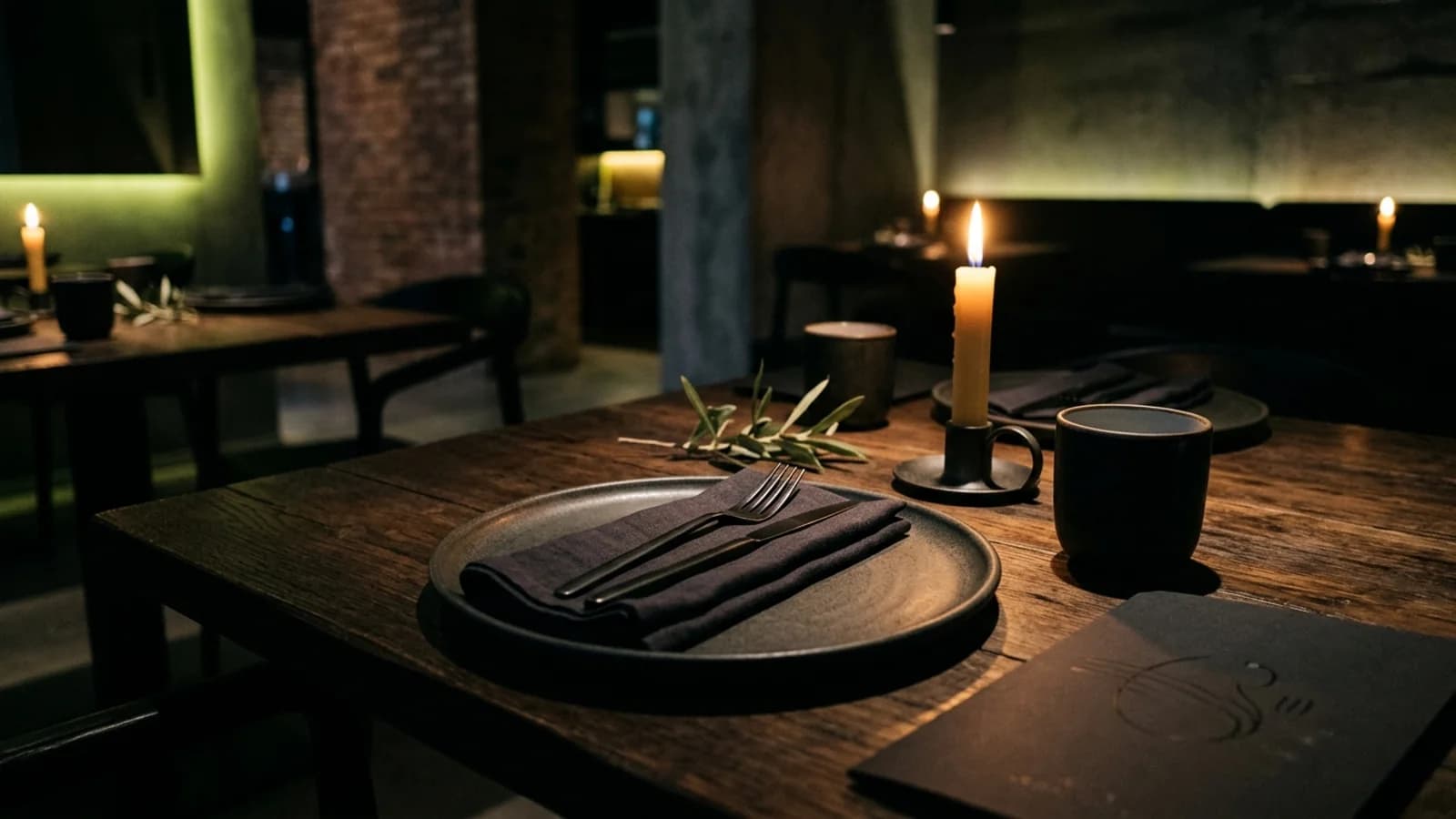 Restoran masasında kahve fincanı yanında telefonda menüyü inceleyen müşteri